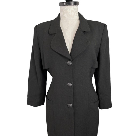 Vintage Tahari Wool Blend Notch Collar Trench Coat Women's 8 - Picture 2 of 16